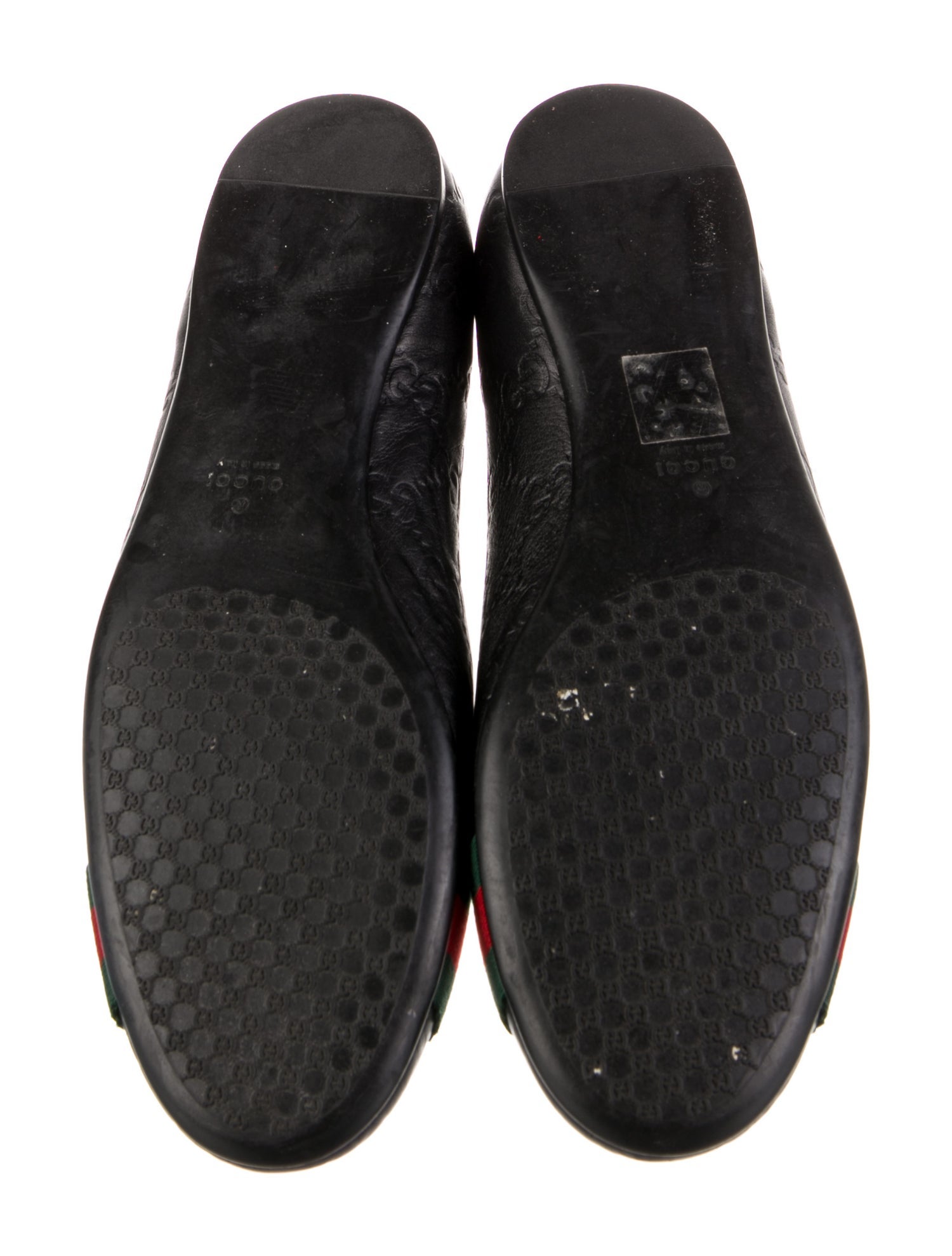 Gucci Web Accent Leather Ballet Flats